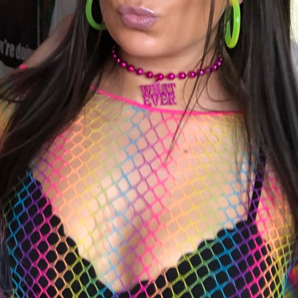 Dolls Kill Whatever Neon Pink Necklace Choker